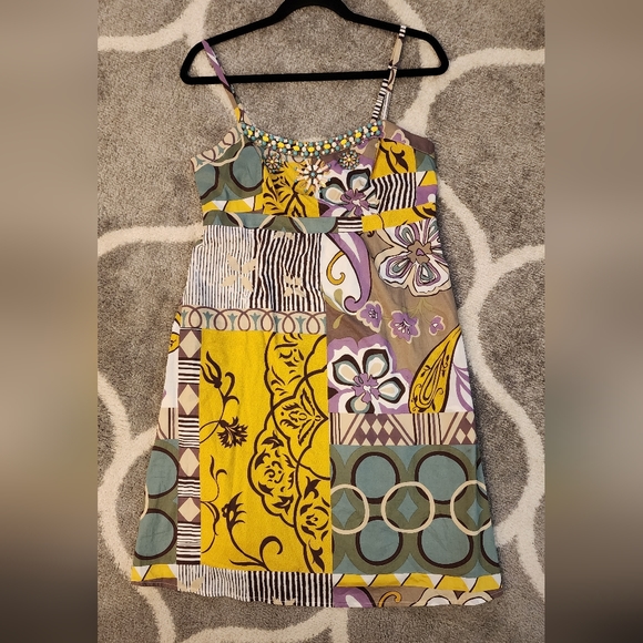 Cabi  Patchwork Beaded Sundress Size 6 - Picture 1 of 7